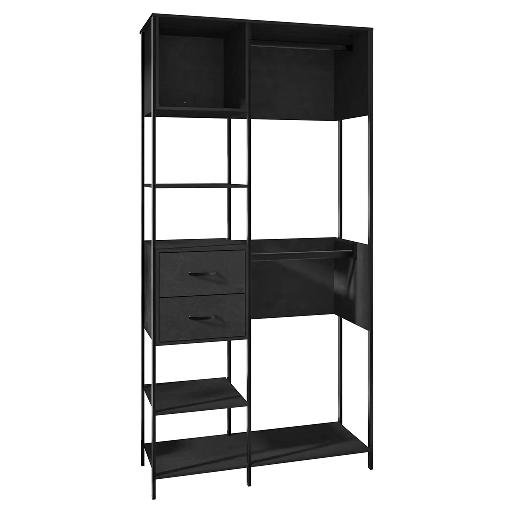 Guardarropa − Milán. Clóset Ropero, Clóset Móvil, Organizador Para Ropa, Ropero Armable, Mueble Armable para Ropa, Perchero, 2 Cajones