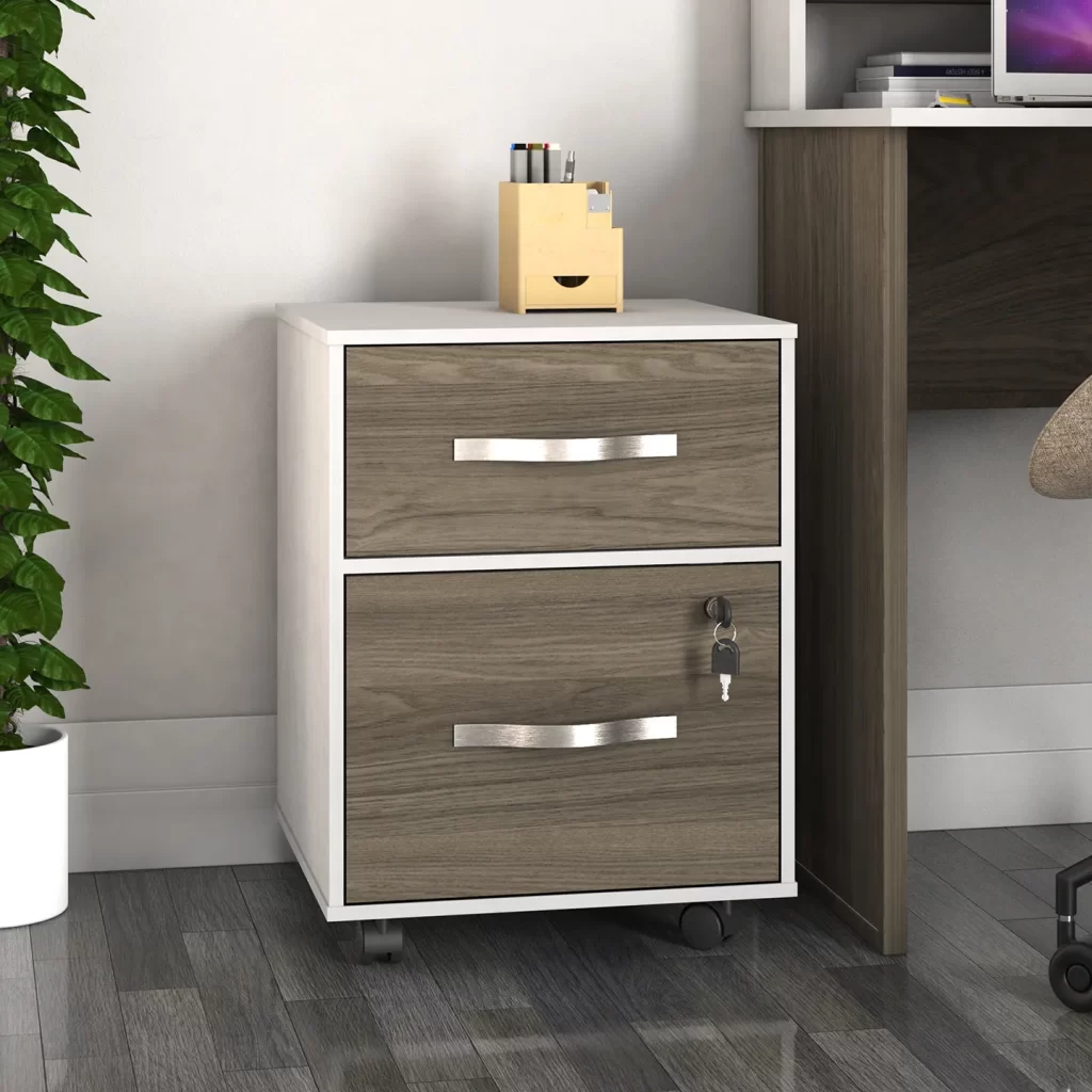 Archivero − Esencial. Archivero Organizador de Oficina para Escritorio, con 1 Cajón Organizador y un Cajón Archivero con Llave Tamaño Carta