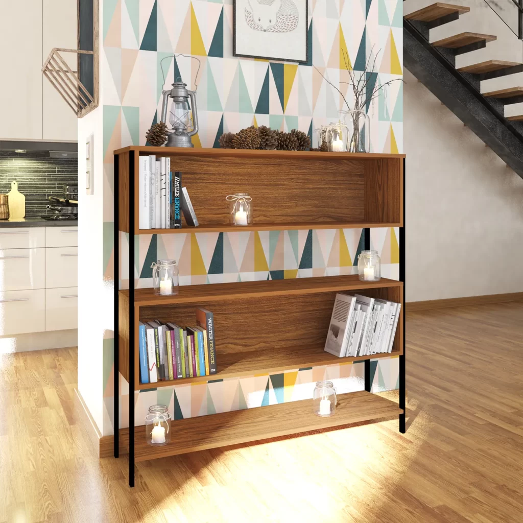 Estante − Gijón. Estante Organizador Multiusos Estantería de Metal y Madera de Ingeniería con 5 Niveles