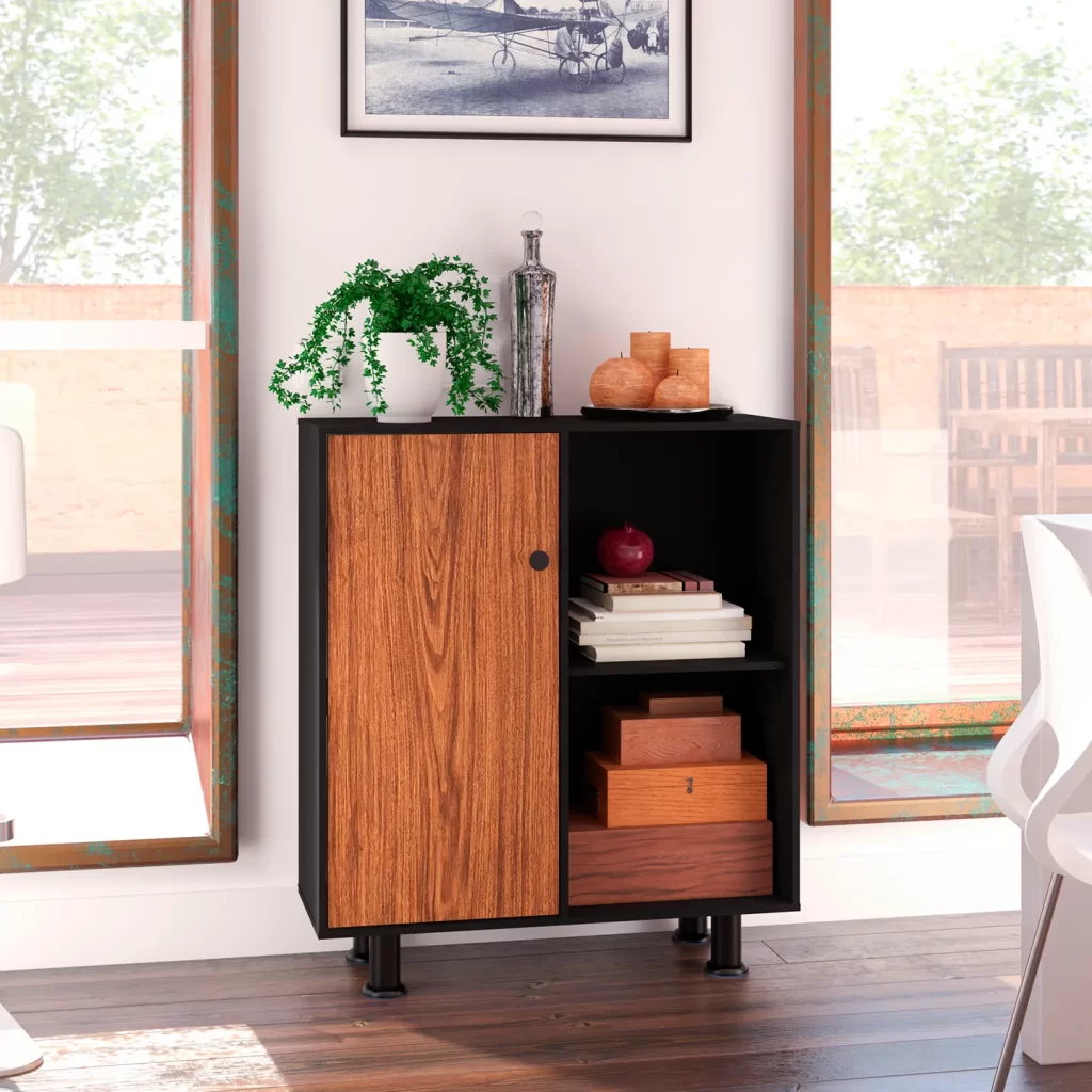 Comoda − Lima. Cómoda con Puerta, Gabinete, Buffetera, Organizador Decorativo, Credenza con 5 Espacios