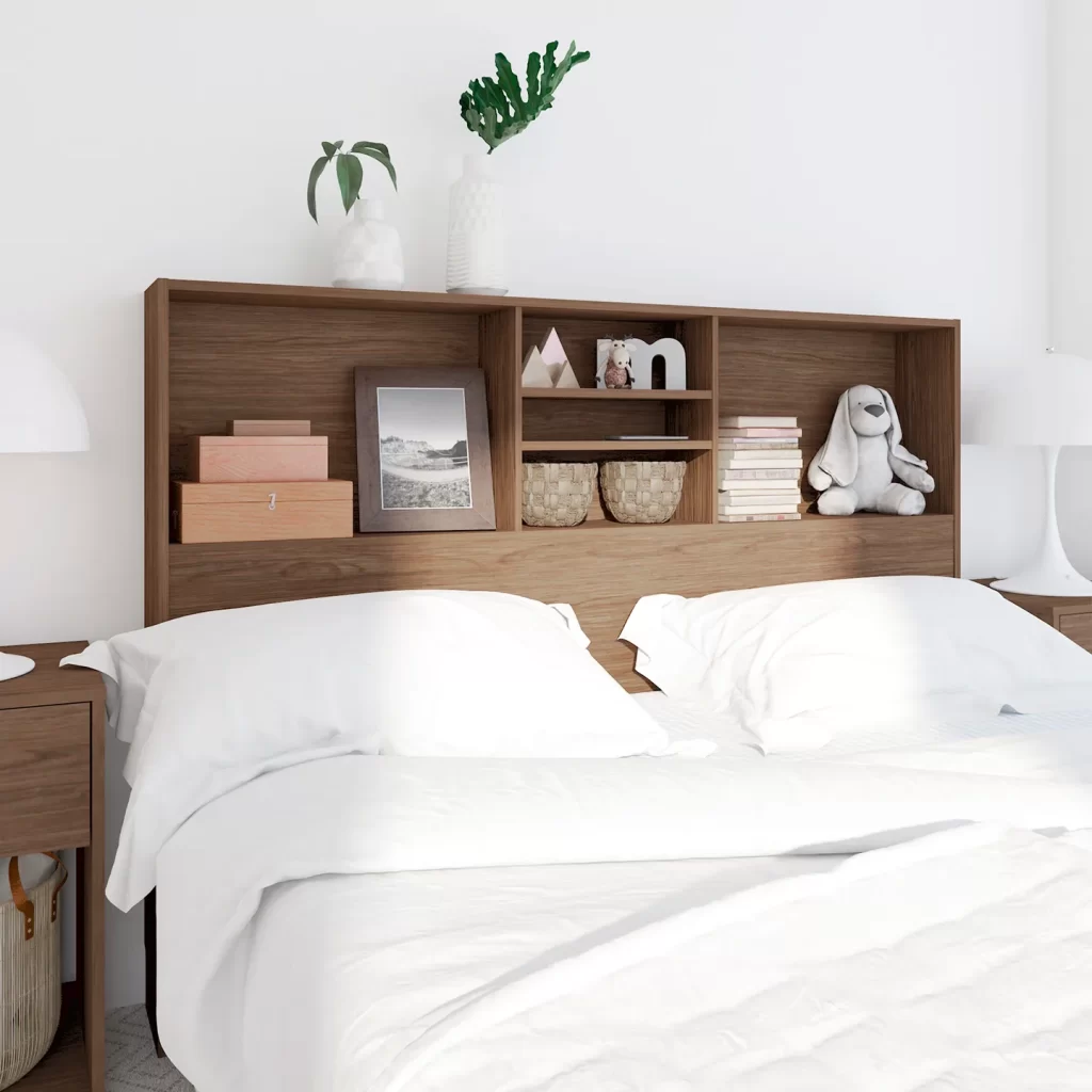 Cabecera Librero − Bari. Cabecera Queen Size con Librero Organizador que Tiene 4 Espacios Para Decorar, Cabecera de 163 cm