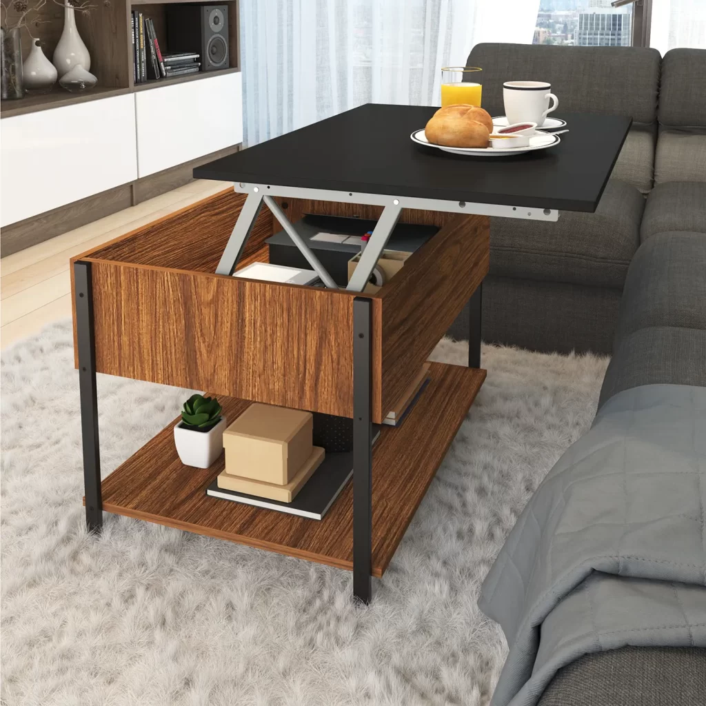 Mesa de Centro − Marsella. Mesa De Centro Marsella, Cuatro Espacios Organizadores Internos, Mesa Auxiliar Estancia, Negocio Y Oficina, Tablero Laminado Texturizado