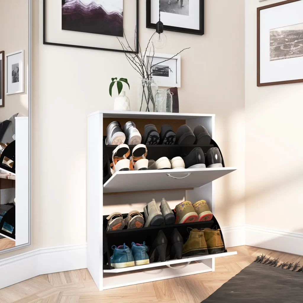 Zapatera − Becán. Zapatero Minimalista, Zapatera 12 Pares, Zapatera Taburete Organizador, Zapatera Con Puertas