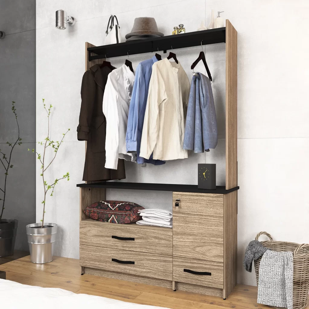 PLAYCON Armario - My Stuff, Función Dual: Clóset u Opción para TV, Estilo Contemporáneo y con Puerta con Llave